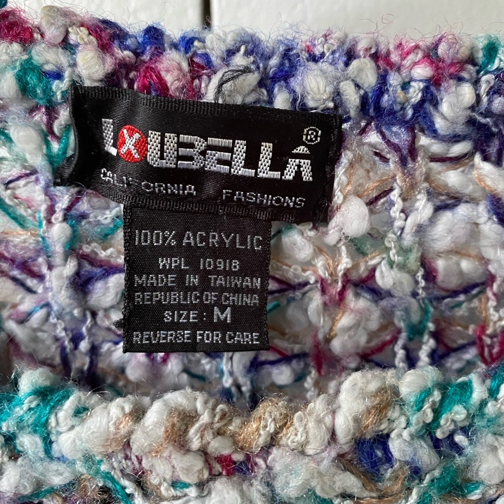 Vintage Loubella Colorful Chunky Popcorn 
Whimsical Knit Sweater; Size: Medium - Picture 3 of 6